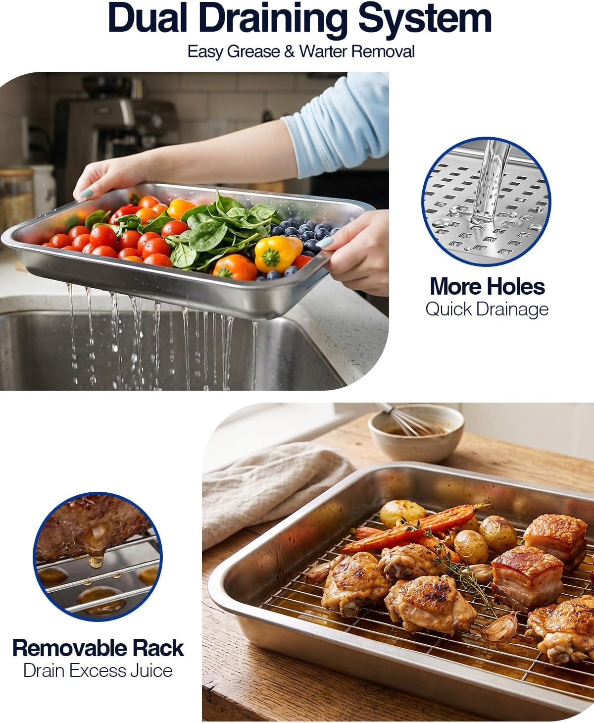 5 in 1 Grill Prep Tray and Carry System, Large Grilling Prep and Serve Trays with Lid and Cutting Board, Deep Meat Marinating Container as BBQ Grilling Gift, Home Series, L