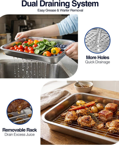 5 in 1 Grill Prep Tray and Carry System, Large Grilling Prep and Serve Trays with Lid and Cutting Board, Deep Meat Marinating Container as BBQ Grilling Gift, Home Series, L