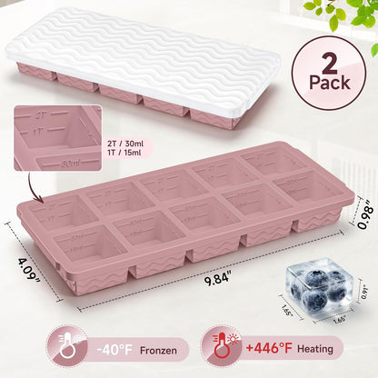 Silicone Freezer Trays with Lid for Soup, 1-Cup & 2-Cup Large Ice Cube Molds Food Storage Containers for Meal Prep, Freeze 500mL/250mL/125mL Portions – 2 Pack