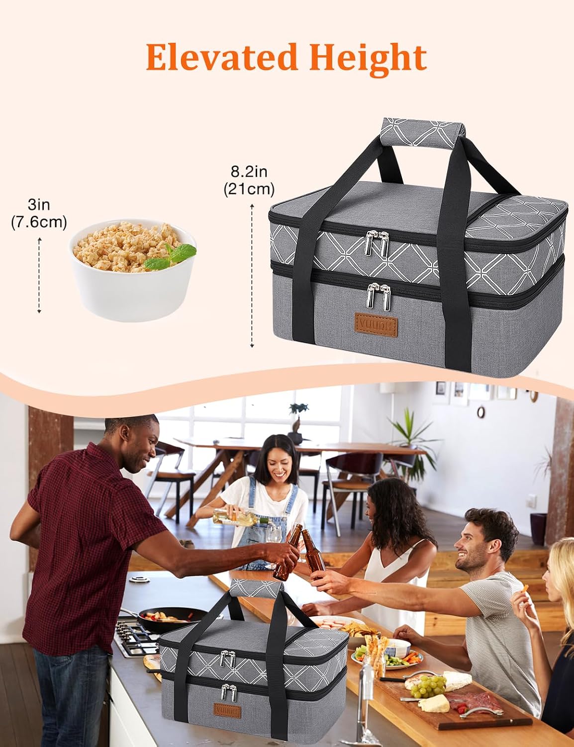 Casserole Carrier Bag, Single Insulated Food Bag, Hot Cold Lasagna Holder Tote for Picnic, Potluck or Travel, Lightweight Picnic Bag