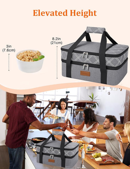 Casserole Carrier Bag, Single Insulated Food Bag, Hot Cold Lasagna Holder Tote for Picnic, Potluck or Travel, Lightweight Picnic Bag