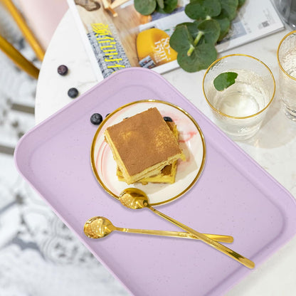 4 Pack Multicolo Plastic Serving Trays for Party Serving Food - Rectangular, 8.66 by 12 in, Heavy Duty Dessert Trays for Food Erving Platters for Party Tray Decor Veggie,Snack