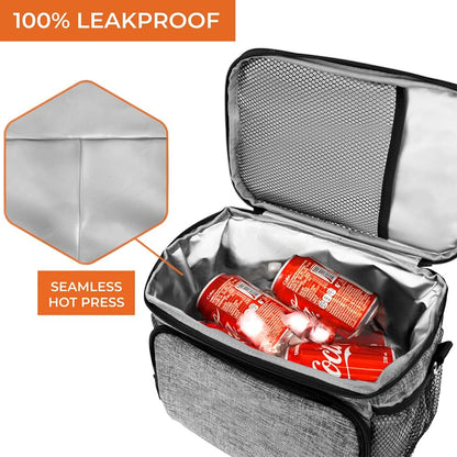 opux Insulated Lunch Bag for Men Women, Large Dual Compartment Cooler Bag, Soft Two Deck Lunch Box for Work School Picnic, Leakproof Lunch Tote with Shoulder Strap for Kid Adult (Purple, Double Deck)