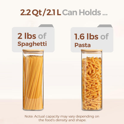 ComSaf 2Pcs Large Glass Storage Containers with Lids 4Qt, 1 Gallon Wide Mouth Flour Sugar Storage Containers, Large Capacity and Sealed for Rice, Cereal, Oat, Easy Clean and Scoop, Pantry Organization