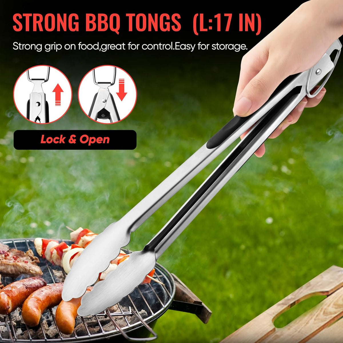 11 Pcs Grill Tools Set,BBQ ＆ Grilling Accessories Outdoor Barbecue Utensils