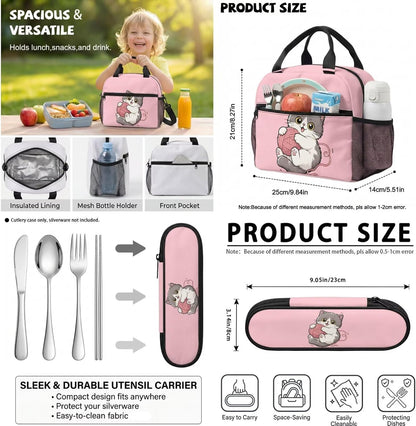 Cute Capybara Pizza Backpack for Girls, 5 Pcs Boys School Bag Set for Kids, 17 Inch Backpacks Lunch Pencil Box Reusable Utensils Case Set for Middle Elementary School, 3rd Grade Backpack