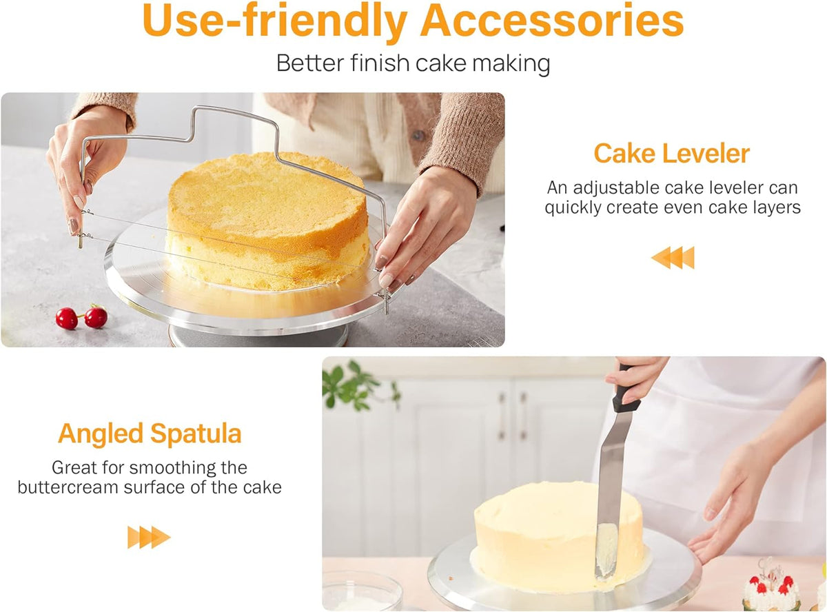 Kootek 22 Aluminum Cake Stand Turntable Set for Decorating Baking Kit, 12"