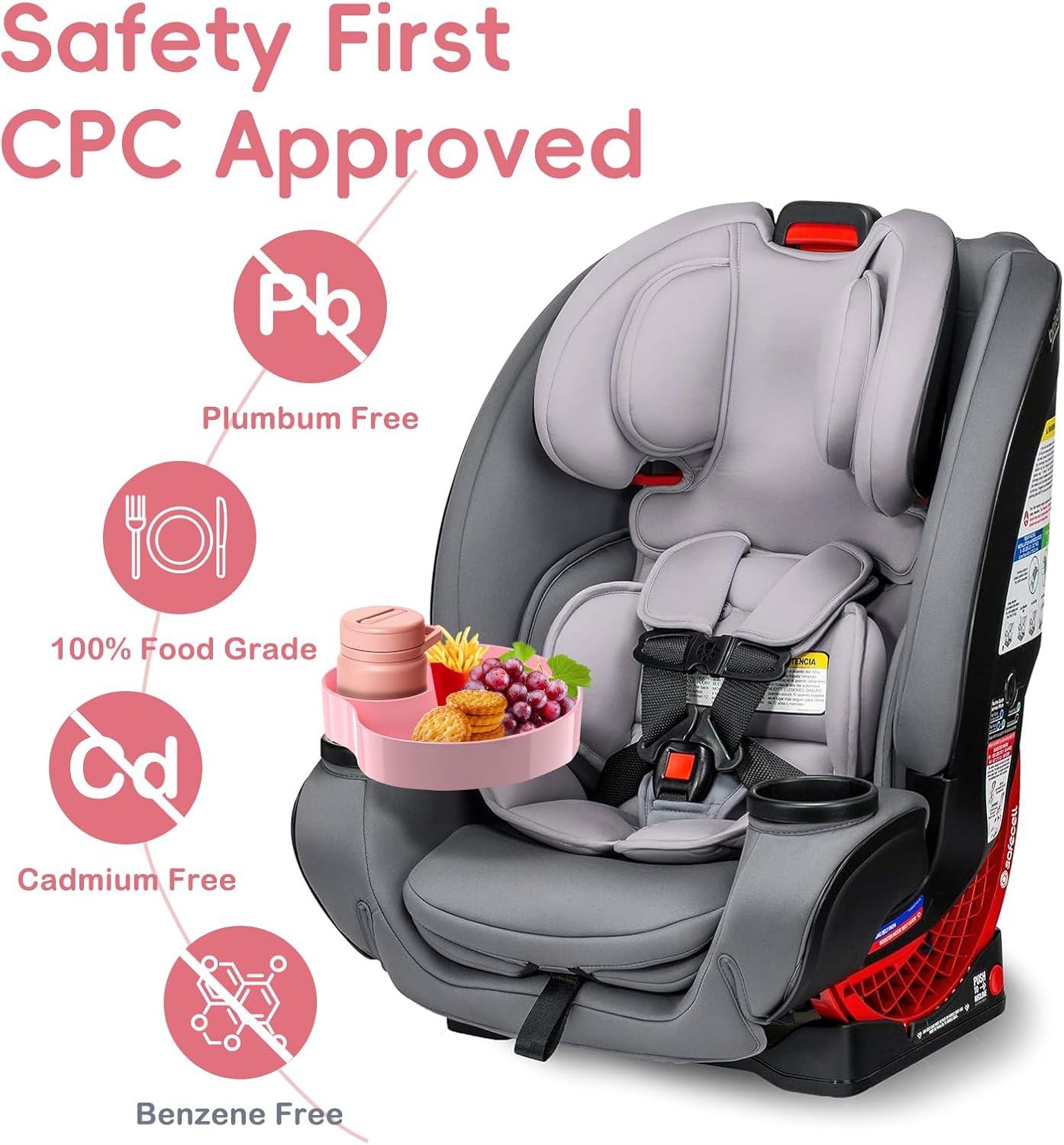 [2 Packs Blue & Pink] Kids Car Seat Tray, Travel Tray with Cup Holder for Toddler Baby, Kids Car Seat Food Snack Organizer for Road Trip, Stroller snack Organizer Travel Must Haves Toddler Must Haves