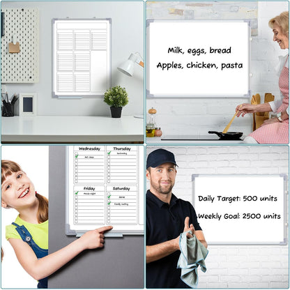 Lincia Magnetic to Do List Whiteboard for Wall 24" x 18" Large Weekly Dry Erase Board, Hanging Double-Side White Board Calendar for Planning Drawing Memo Home Kitchen Office(White)