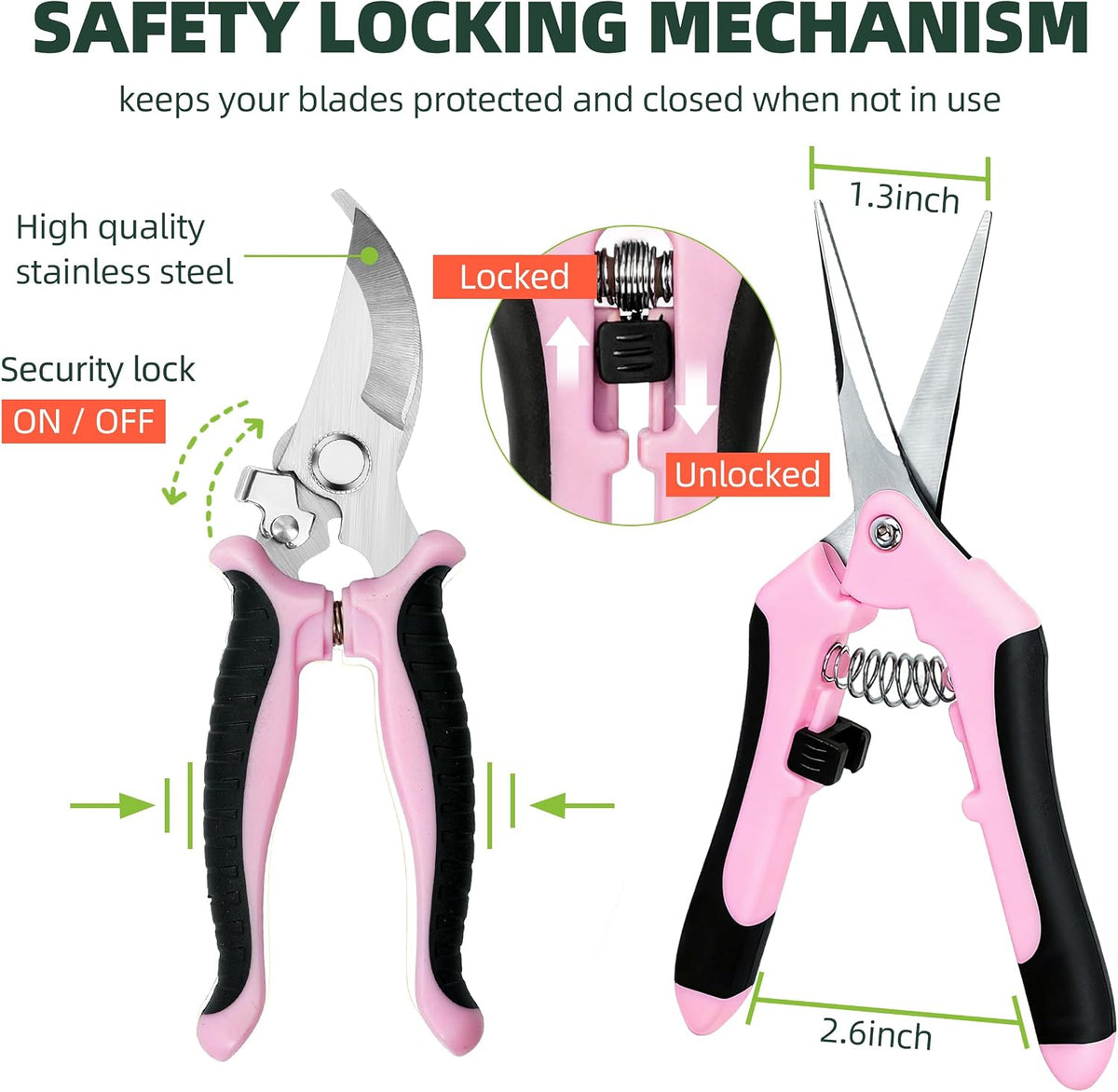 EWPJDK 3 Pack Garden Pruning Shears Scissors Clippers Stainless Steel