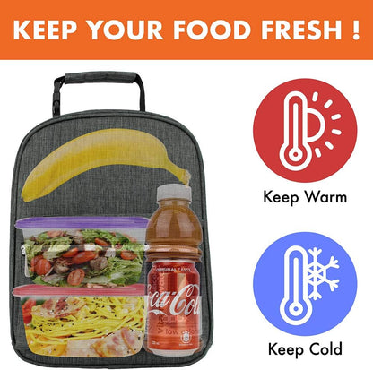 opux Lunch Box for Girls Boys Kids, Insulated Leakproof Lunch Bag, Reusable Teen Lunch Boxes for School, Medium Large lunchbox for Women Men Adult for Work with Front Back Pocket (Purple)