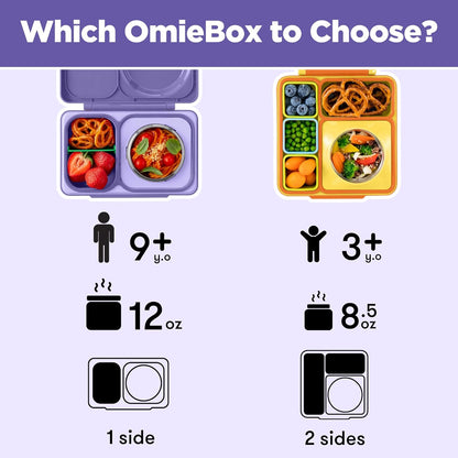 Omie OmieBox UP bento Box for Kids | Insulated Lunch Box | Leak Proof Vacuum Insulated Thermal Food jar | Cooler ice Pack | 2 Compartments (Cherry Pink)