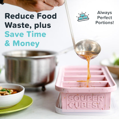 Souper Cubes 1 Cup Silicone Freezer Molds - Soup Cubes Perfect for Freezing Broth, Rice, Leftovers and More - Silicone Freezer Trays with Lids for Meal Prep - Aqua - 1-Pack