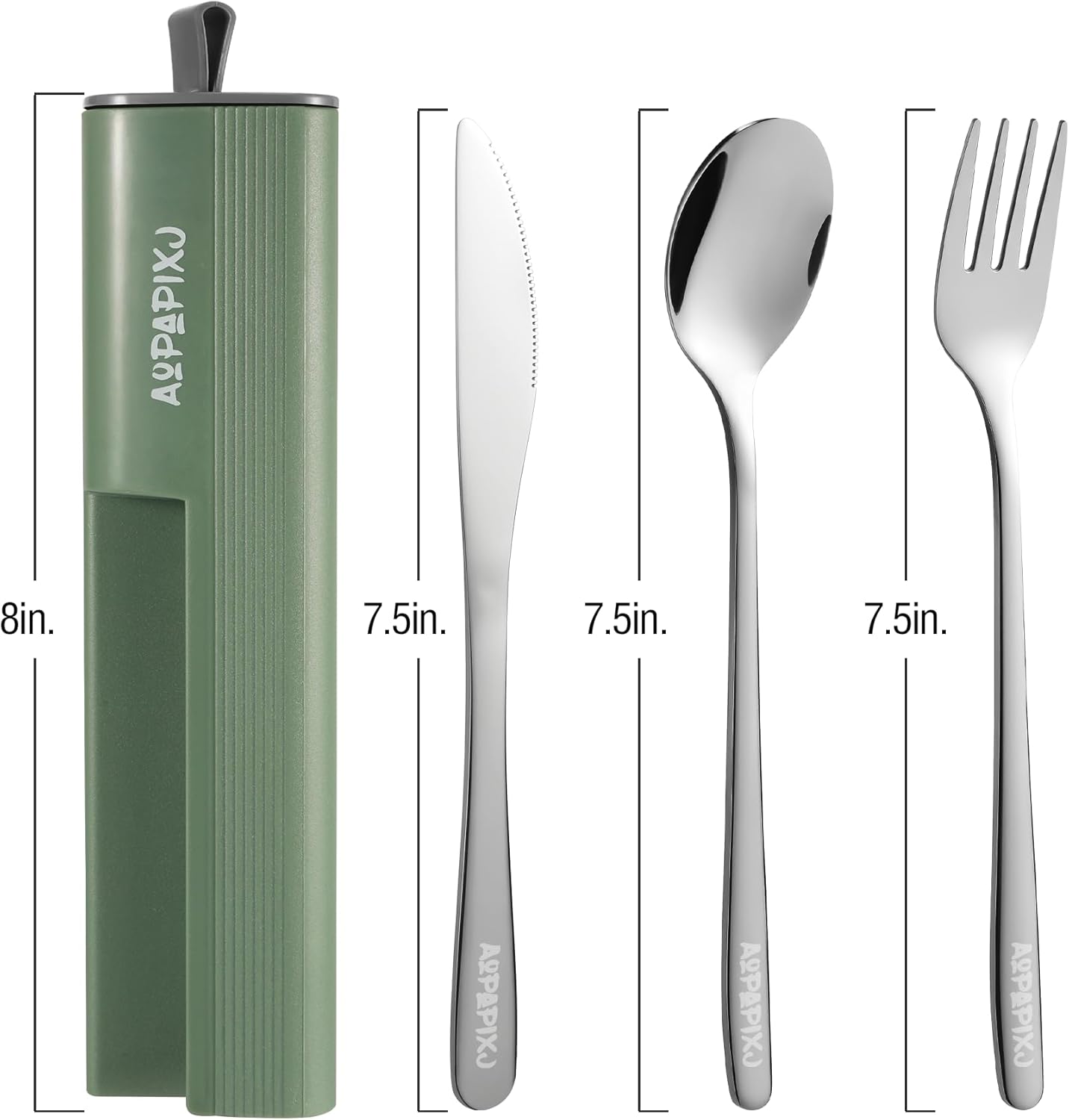 18/8 Stainless Steel Reusable Portable Utensils Set with Case & Phone Stand - Travel Flatware Kit for Office, Camping, Picnic, Outdoor Activities