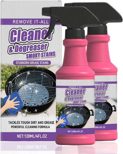 Fast-Acting Heavy-Duty Grill Degreaser Spray,Grill Grate Cleaner and Degreaser for Outdoor Grills and BBQ,Heavy Duty BBQ Grills Degreasers Cleaner Spray,for Smoky Stains,and Stubborn Grease (2pcs)