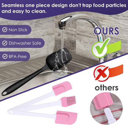 Silicone Spatula Set, 6PCS Heat Resistant Spatulas for Cooking, Food Grade Silicone Rubber Spatula Set for Baking, Non Stick Dishwasher Safe BPA-Free
