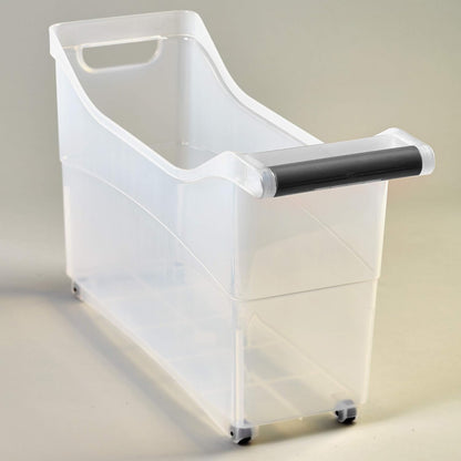 Storage Bin with Handle and Rolling Wheels for Kitchen Organization Plastic - Black