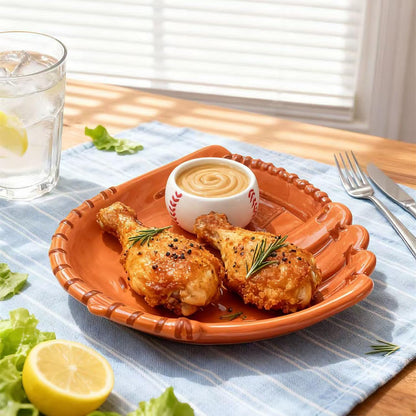 Ceramic Baseball Chip and Dip Serving Trays, Appetizers and Cheeses Serving Platter, Ideal for Snacks, Veggies, Fruit -10.8 inches