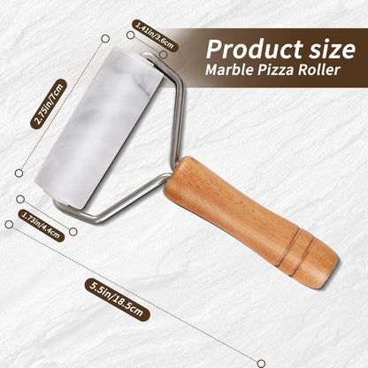 Small Marble Rolling Pin Pizza Roller for Baking (Type B Black)