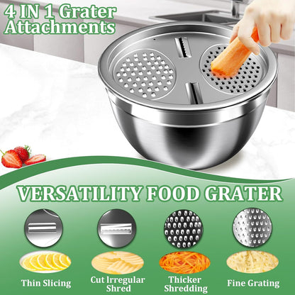 Mixing Bowls with Lids Set, 16PCS Stainless Steel Mixing Bowls,Nesting Storage Bowls for Kitchen with Mixing Bowls Set, Colander, Strainer & Grater , Metal Salad Bowl for Kitchen Gadgets , Cream