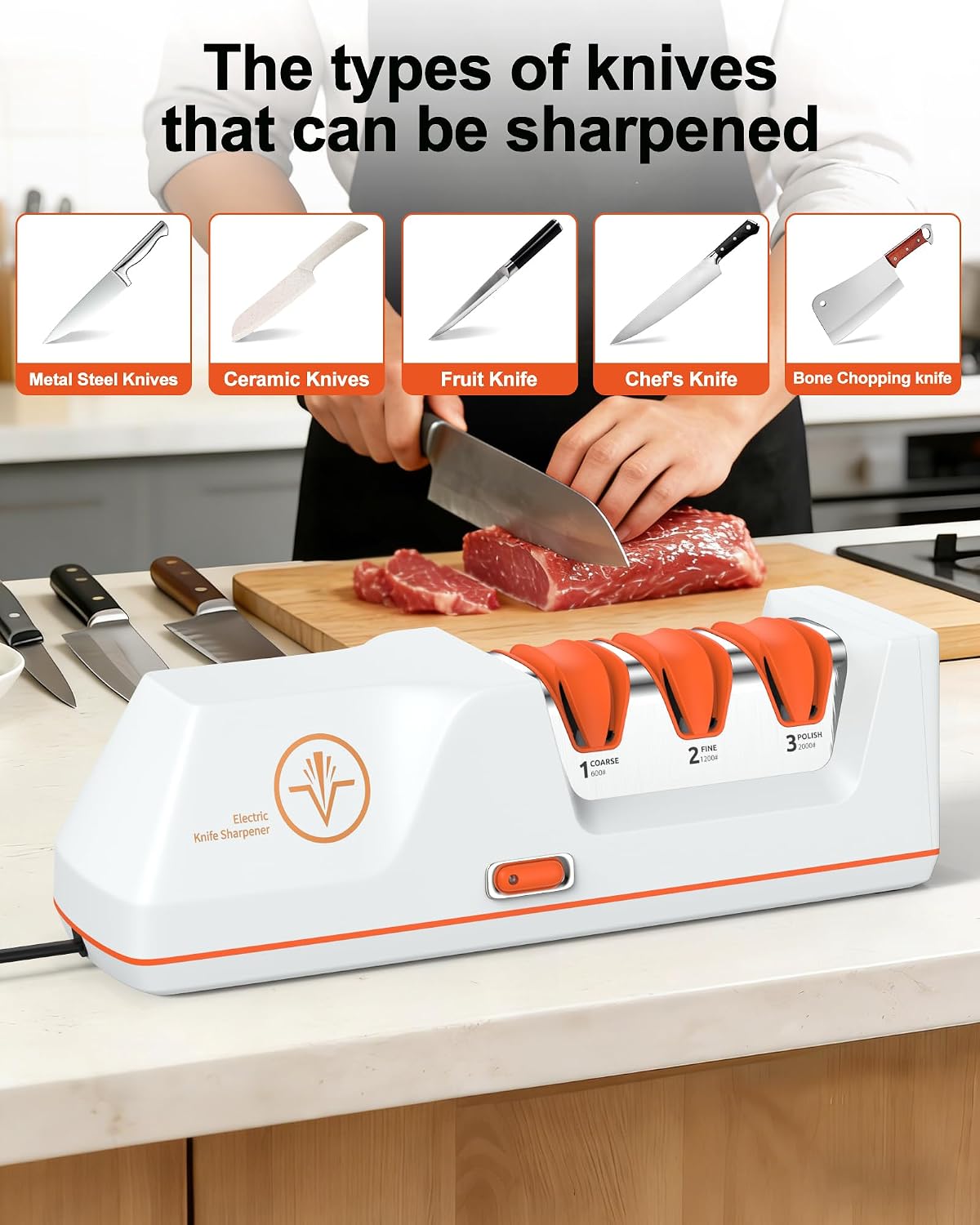 VIDOME Professional 3-Stage Electric Knife Sharpener
