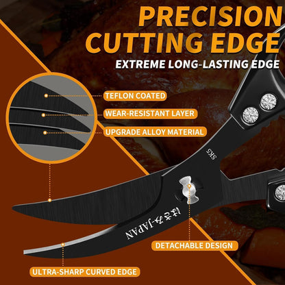 Huusk Kitchen Shears Set, Japanese Steel Kitchen Scissors for Food