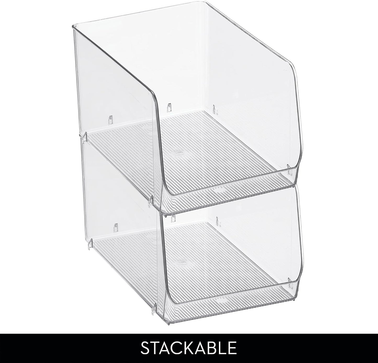 iDesign Clear Plastic Stackable Storage Bin, 2-Pack | Open Front, Easy Access Organizer, For Pantry or Cabinet