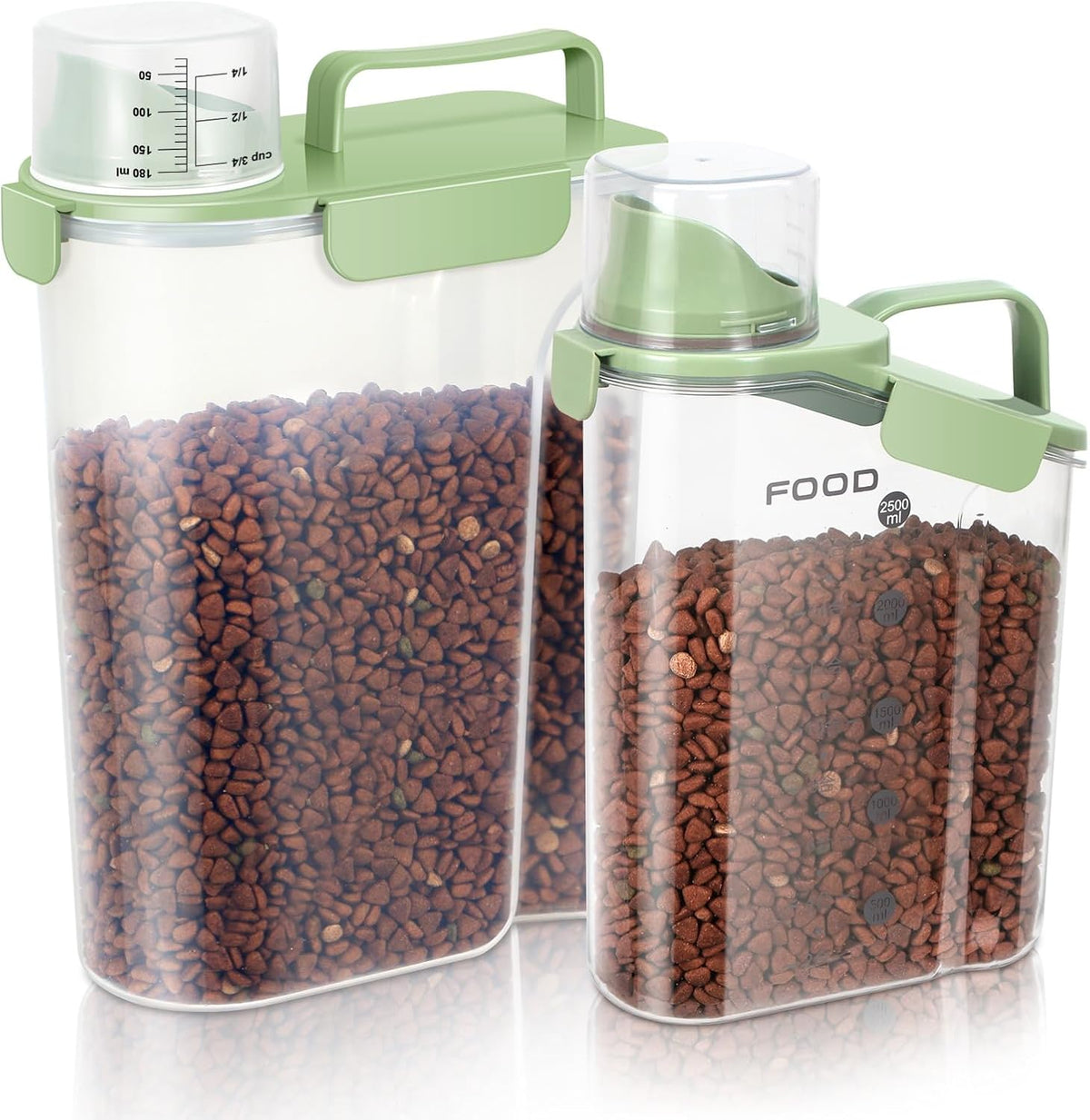 LEAWALK 5-7Lbs Dog Cat Food Storage Container with Upgraded Large Nozzle BPA-free, 4 Snap Seals Plastic Pet Food Storage Containers with Handles are Easy to Clean and Carry