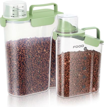 LEAWALK 5-7Lbs Dog Cat Food Storage Container with Upgraded Large Nozzle BPA-free, 4 Snap Seals Plastic Pet Food Storage Containers with Handles are Easy to Clean and Carry