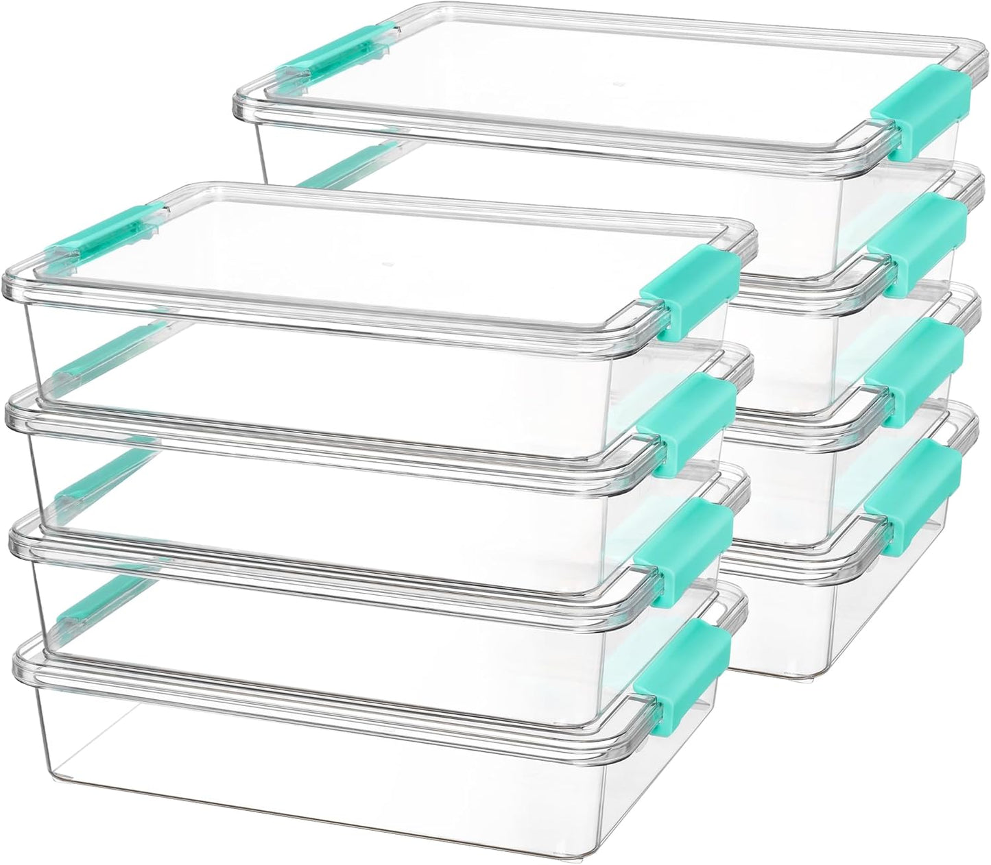 Vtopmart 8 Pack Clear Pencil Box with Removable Divider, BPA-Free Plastic Storage Containers for Pens, Pencils, Crayons, Markers, Craft Supplies and Small Items