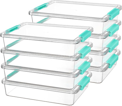 Vtopmart 8 Pack Clear Pencil Box with Removable Divider, BPA-Free Plastic Storage Containers for Pens, Pencils, Crayons, Markers, Craft Supplies and Small Items
