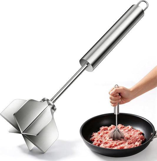 Stainless Steel Meat Masher 6 Blade Ground Beef Chopper Cooking Utensils