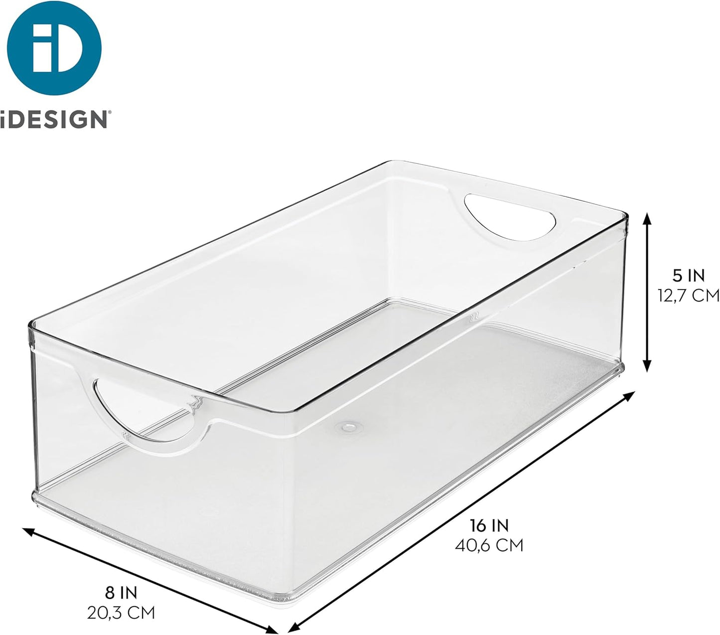 iDesign Stackable Clear Plastic Extra Long Storage Bin, 2-Pack | Organizer for Kitchen Cabinet or Pantry