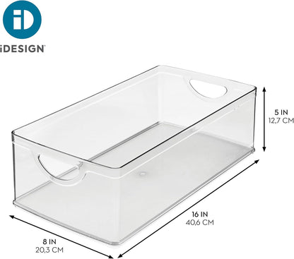 iDesign Stackable Clear Plastic Extra Long Storage Bin, 2-Pack | Organizer for Kitchen Cabinet or Pantry