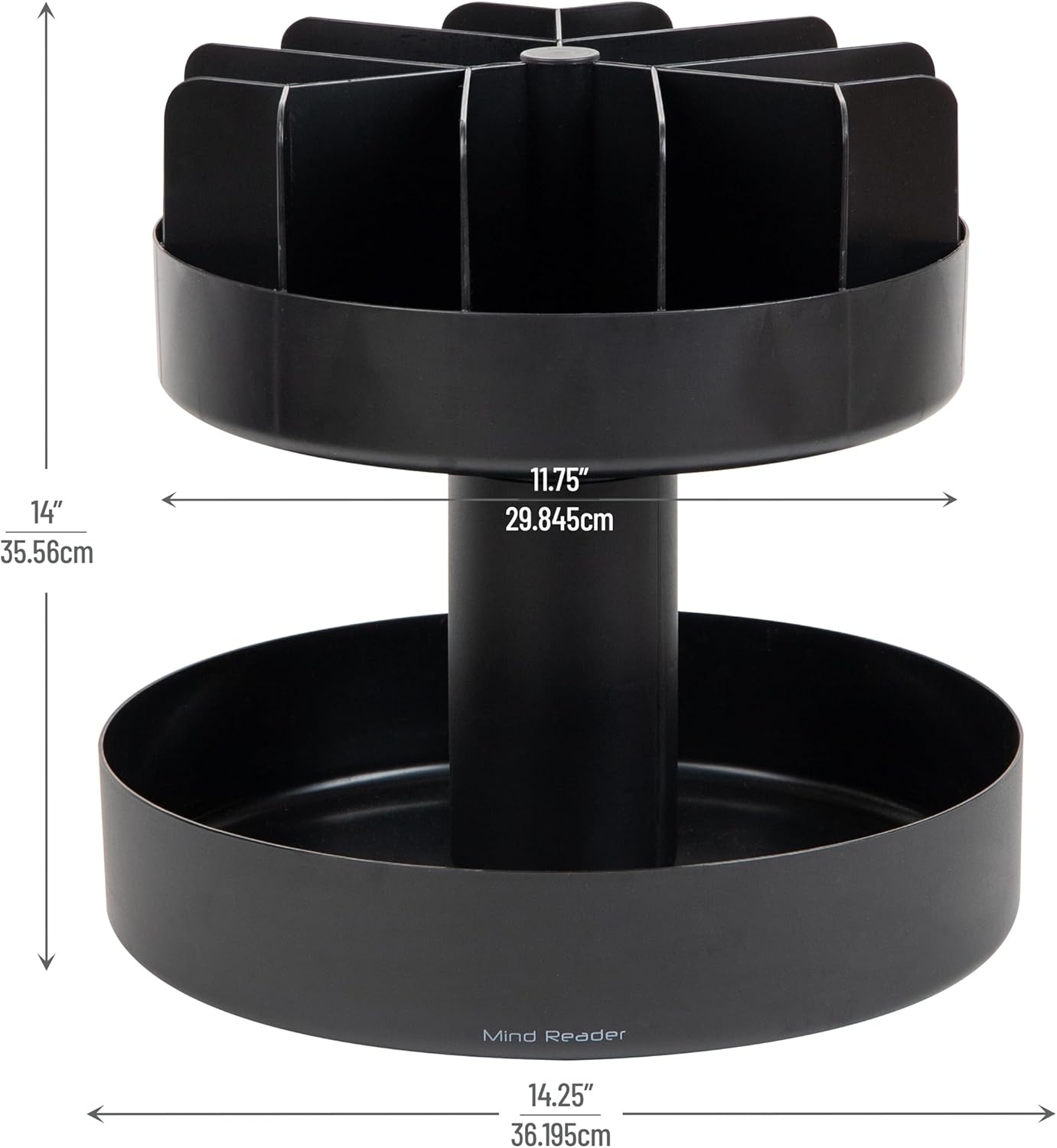 Mind Reader Snack Carousel, Countertop Organizer, Snack Tray, Condiment Holder, Breakroom, Kitchen, Black