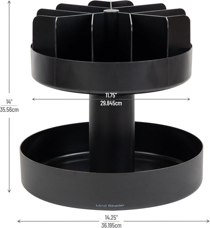 Mind Reader Snack Carousel, Countertop Organizer, Snack Tray, Condiment Holder, Breakroom, Kitchen, Black