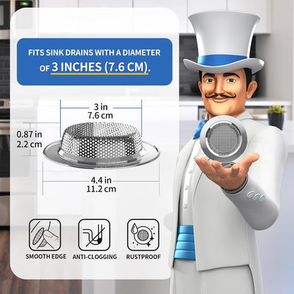 MR.SIGA Kitchen Sink Strainer, Stainless Steel Sink Drain Strainer, 3 Pack