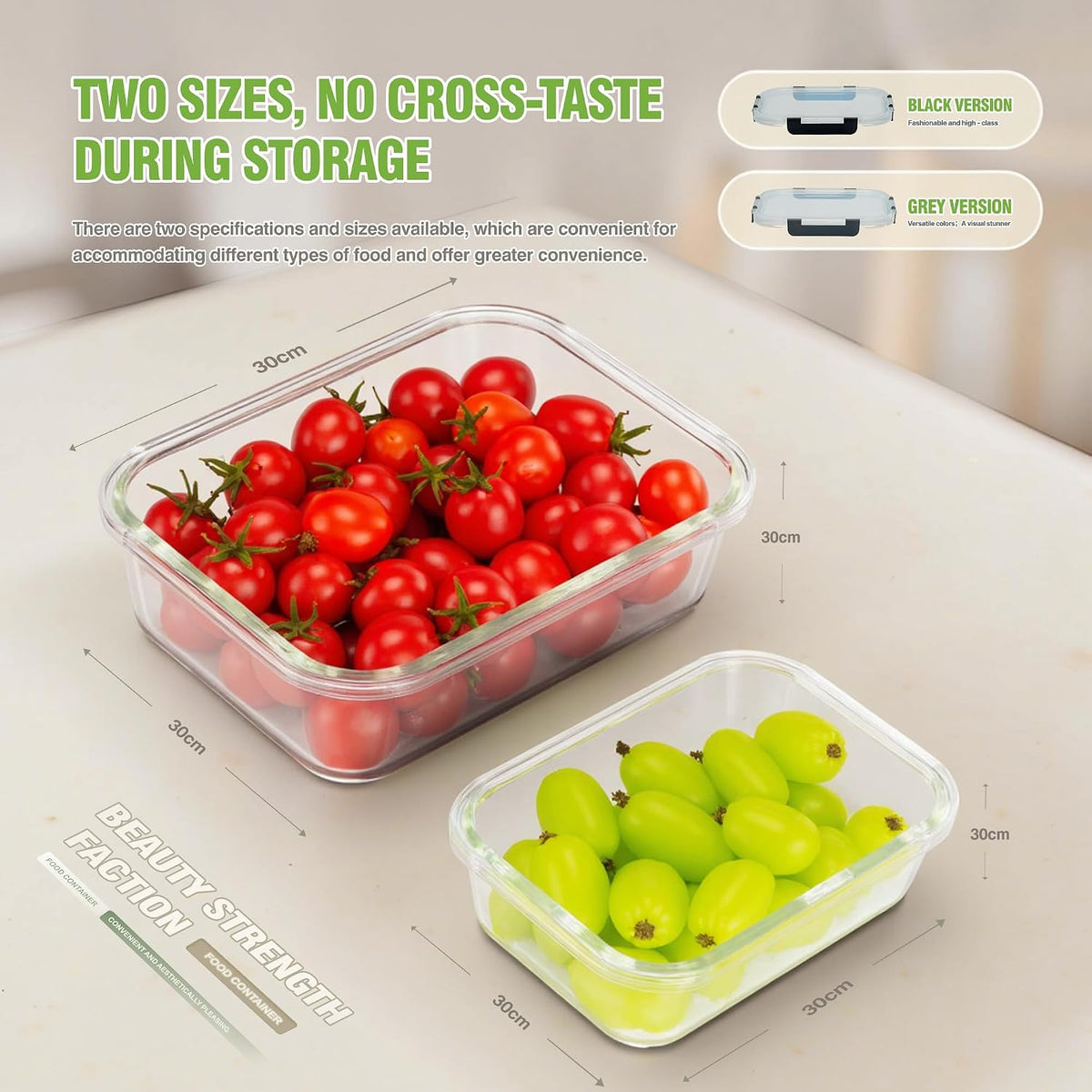 10-Pack Meal Prep Containers with Snap Locking Lids, Glass Airtight Lunch, Food Storage Containers, Microwave, Oven, Freezer and Dishwasher Friendly, Gray