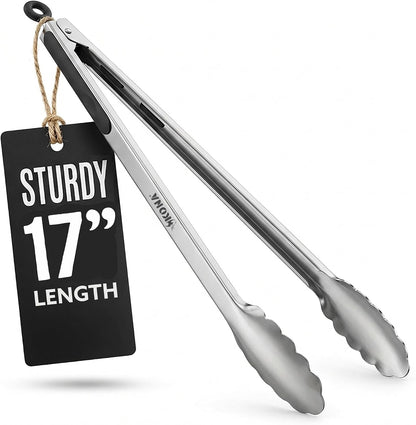 Kona 17-in Stainless Steel Locking Grill Tongs, Heavy-Duty, Set of 2