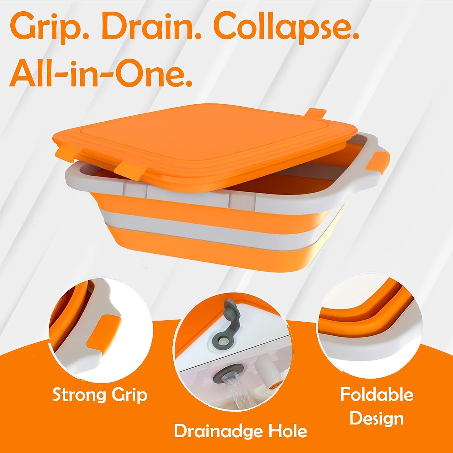 3 in 1 BBQ Prep Tub Set, XL 8L Collapsible Cutting Board Tub & Food Container with Lid, Includes 2 Meat Shredder Claws, Resting Blanket & Carry Bag, Ideal Grilling Tub for Camping & Outdoor Cooking