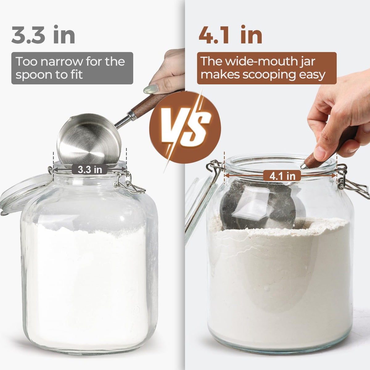 ComSaf Glass Pantry Jars with Airtight Lids 0.7 Gallon 2 Pack Wide Mouth | Flour sugar rice, Sourdough pickling, Pantry organization, Scoop included, Baking supplies, Bulk food storage, Large capacity