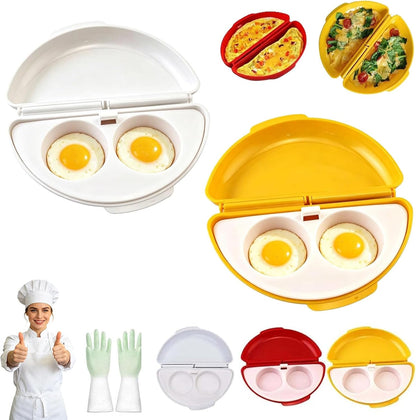 2-In-1 Microwave Omelette Maker & Egg Cup Cooker with Removable Tray，A+B