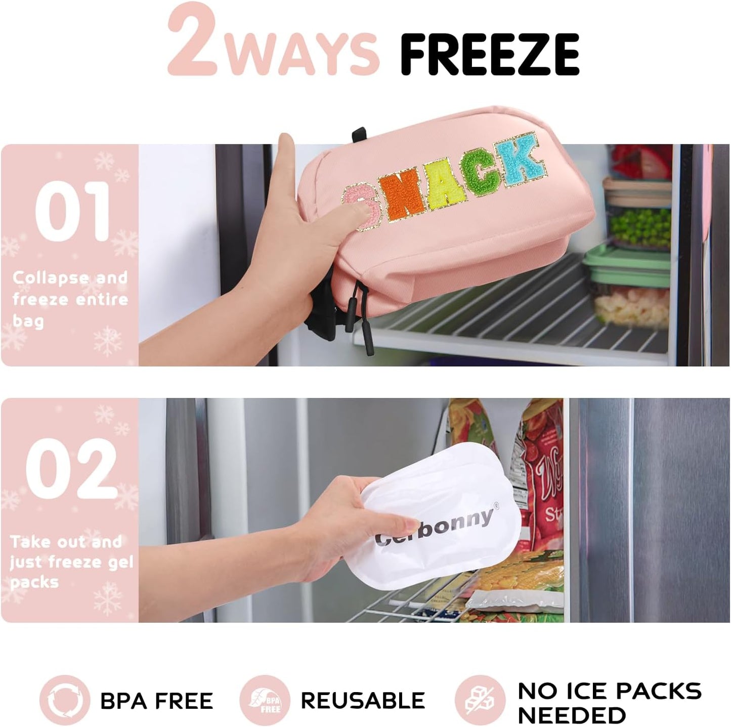 Cerbonny Freezable Cooler Bag for Work/School Travel - Mini Insulated Bag Fit For Yogurt