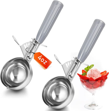 Reallnaive Ice Cream Scooper with Trigger, 4 oz, Gray