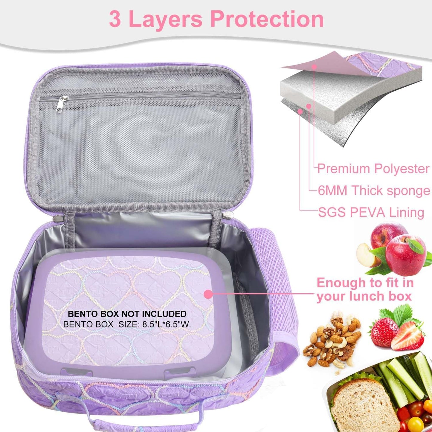 RHCPFOVR Kids Lunch Bag - Insulated Lunch Box for Boys Girls,Washable Lunch Bag and Reusable Toddler Leak-proof Lunchbox for School and Daycare - Colors A