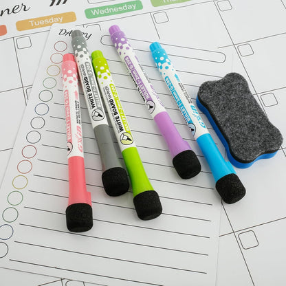 Magnetic Dry Erase Calendar for Fridge Reusable Monthly Planner Board Fridge Calendar White Board Anti-Slip Magnetic Shopping List Planner with 5 Pens for Home Kitchen 16.5x11.8inch