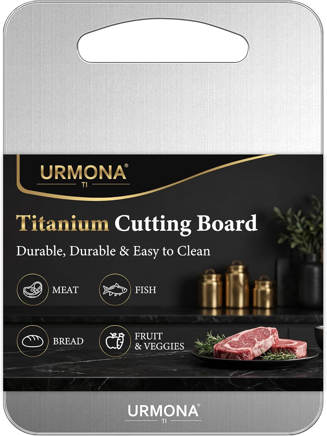 URMONA 3 PCS 304 Stainless Steel Cutting Board Set for Kitchen