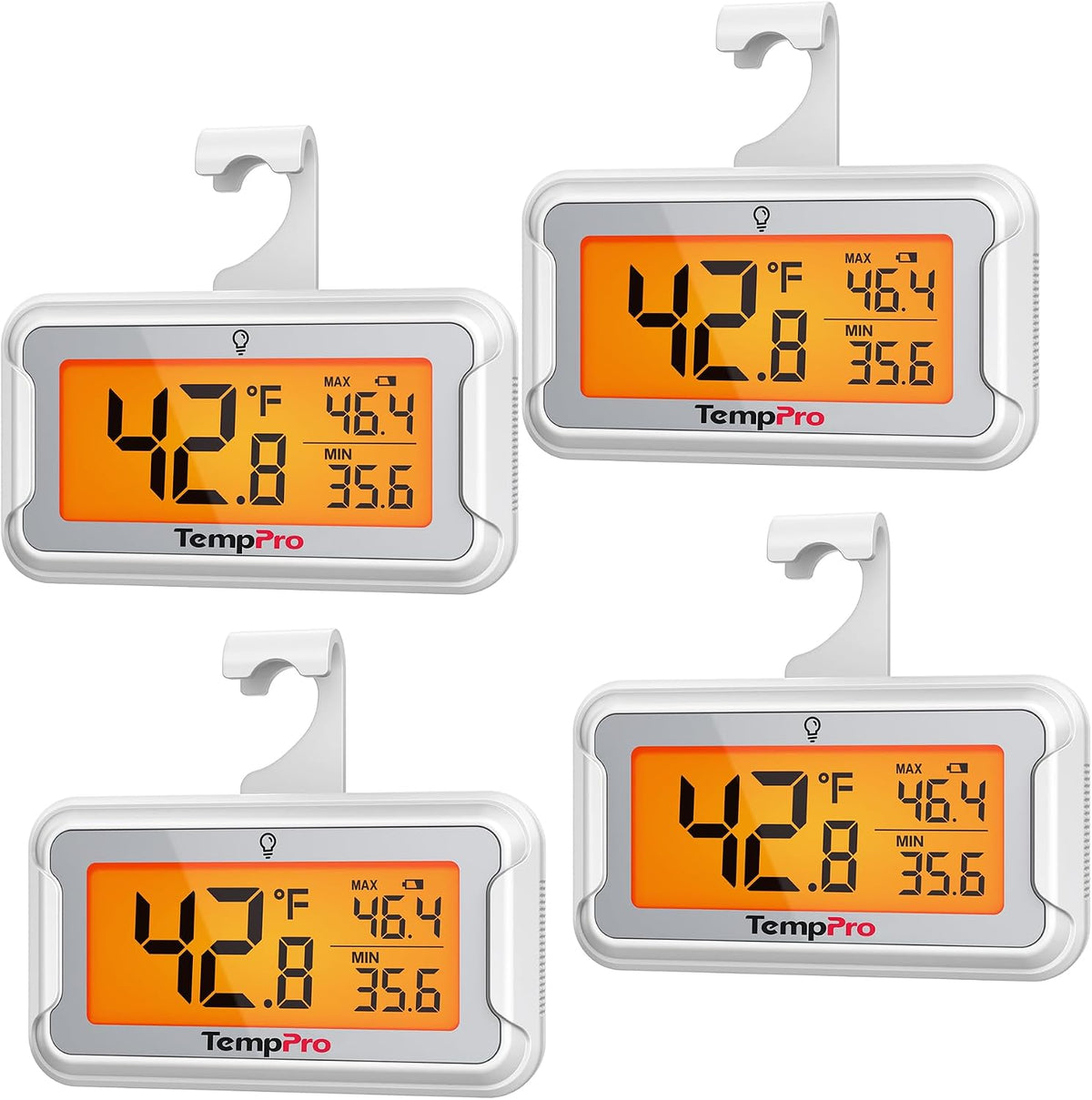 TempPro TempAir Refrigerator Thermometer, Large Backlit LCD Display