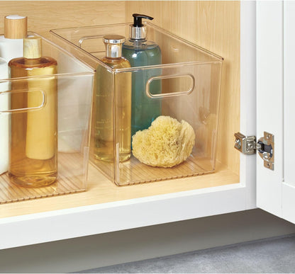 iDesign Linus BPA-Free Plastic Deep Kitchen Storage Bin, Clear | With Handles, 12" x 8" x 7.75"