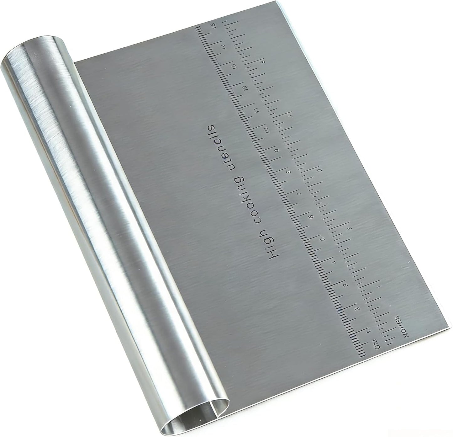 RUPOHIU Dough Scraper for Baking, Stainless Steel Bench Scraper with Measuring Scale - Pizza Cutter, Pastry Chopper for Bread, Cake and Dough, Food Scraper Tool